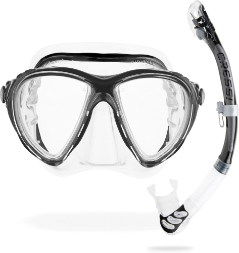 Cressi Big Eyes Evolution Mask & Alpha Ultra Dry Snorkel - Zestaw Combo do Nurkowania i Snorkelingu