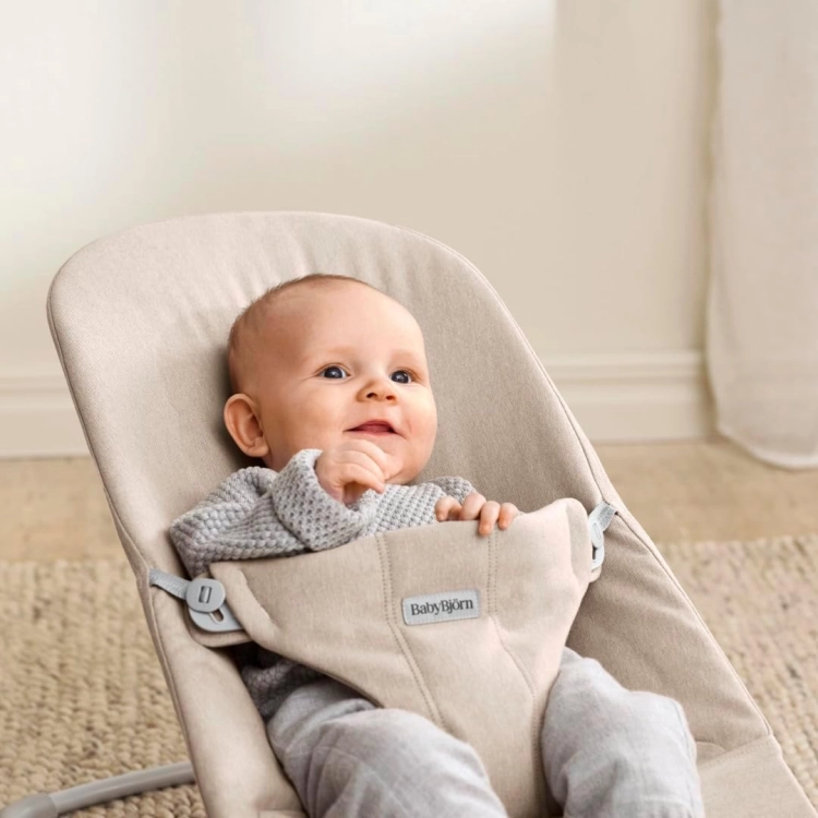 Leżaczek BABYBJORN BALANCE BLISS  WOVEN - Jasny Beż melanż