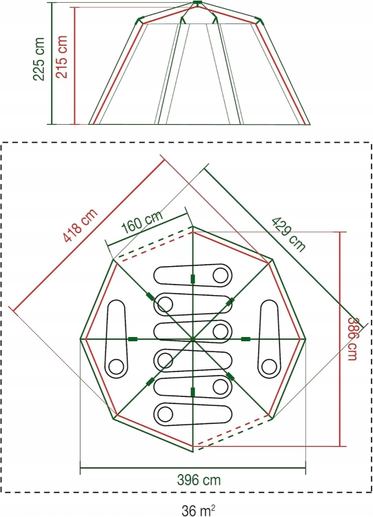 Namiot 8-os. COLEMAN Octagon widok 360° wodoszczelny 396 cm szary/pomarańcz