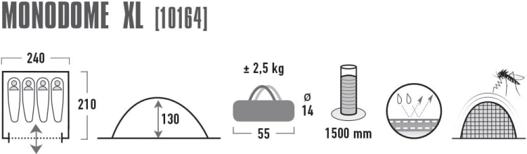 High Peak Monodome XL namiot kopułowy kempingowy 4 osobowy