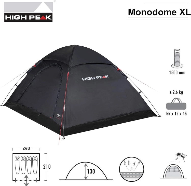 High Peak Monodome XL namiot kopułowy, namiot kempingowy dla 4 osób