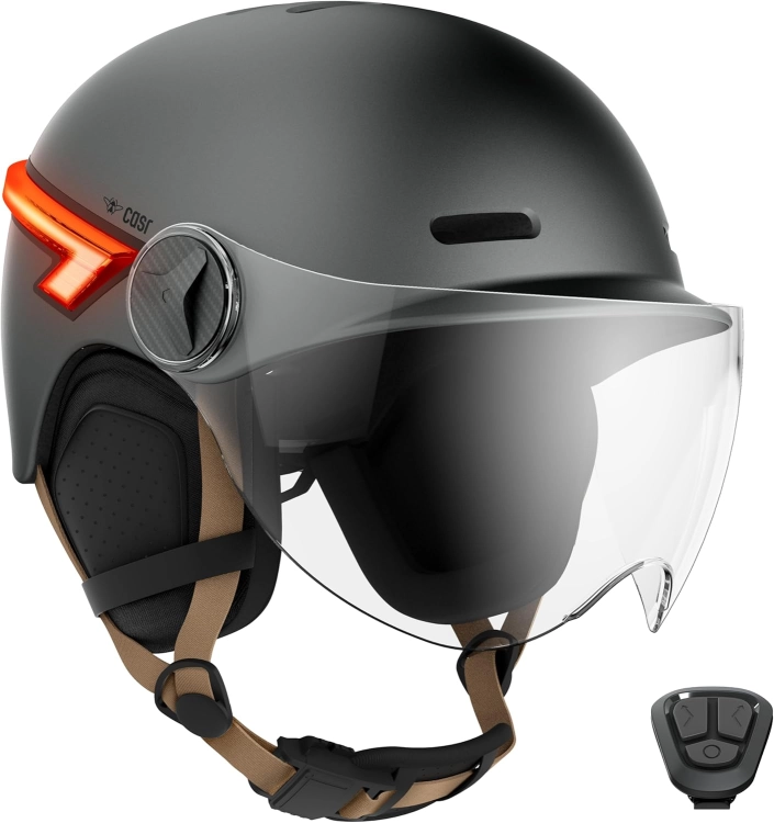 OUTLET Kask CASR Glow, miejski kask ochronny LED, szary, rozmiar M  55-58 cm