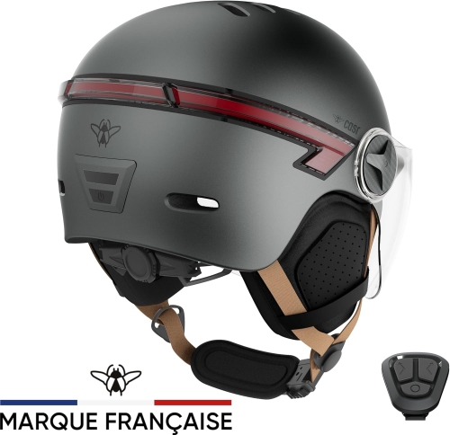 OUTLET Kask CASR Glow, miejski kask ochronny LED, szary, rozmiar M  55-58 cm