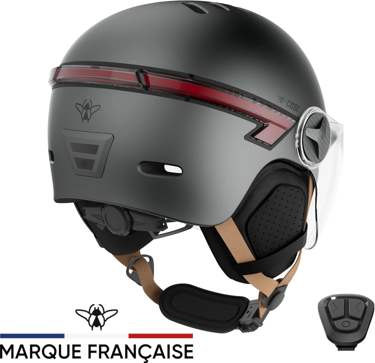 OUTLET Kask CASR Glow, miejski kask ochronny LED, szary, rozmiar M  55-58 cm