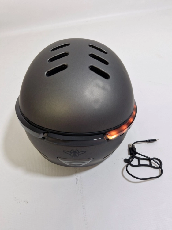 OUTLET Kask CASR Glow, miejski kask ochronny LED, szary, rozmiar M  55-58 cm
