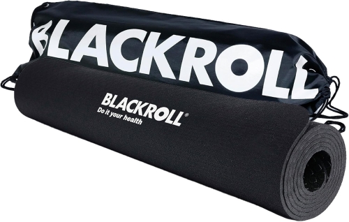 Outlet Blackroll mata gimnastyczna – amortyzowana mata gimnastyczna w kolorze czarnym, 65 cm x 185 cm + torba gimnastyczna