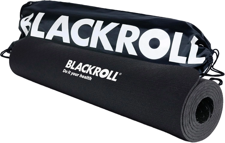 Outlet Blackroll mata gimnastyczna – amortyzowana mata gimnastyczna w kolorze czarnym, 65 cm x 185 cm + torba gimnastyczna
