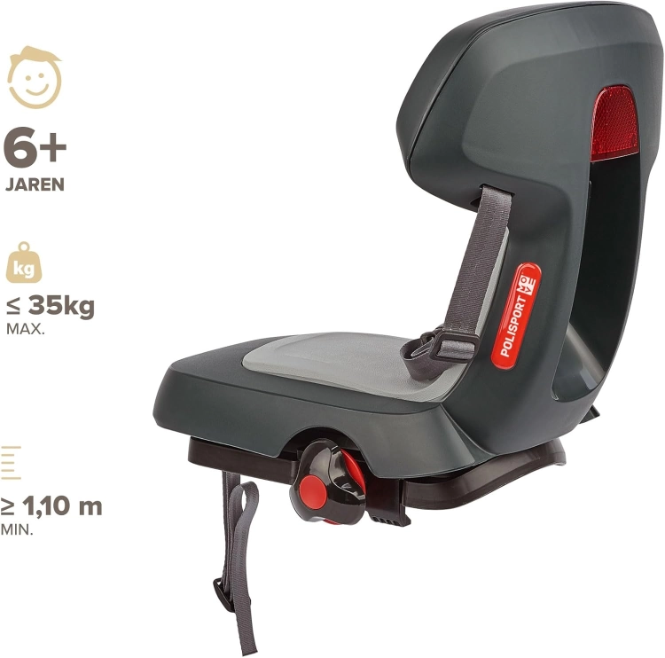 Fotelik Rowerowy Junior Na Tylną Bagażnik Guppy 35Kg Czarny