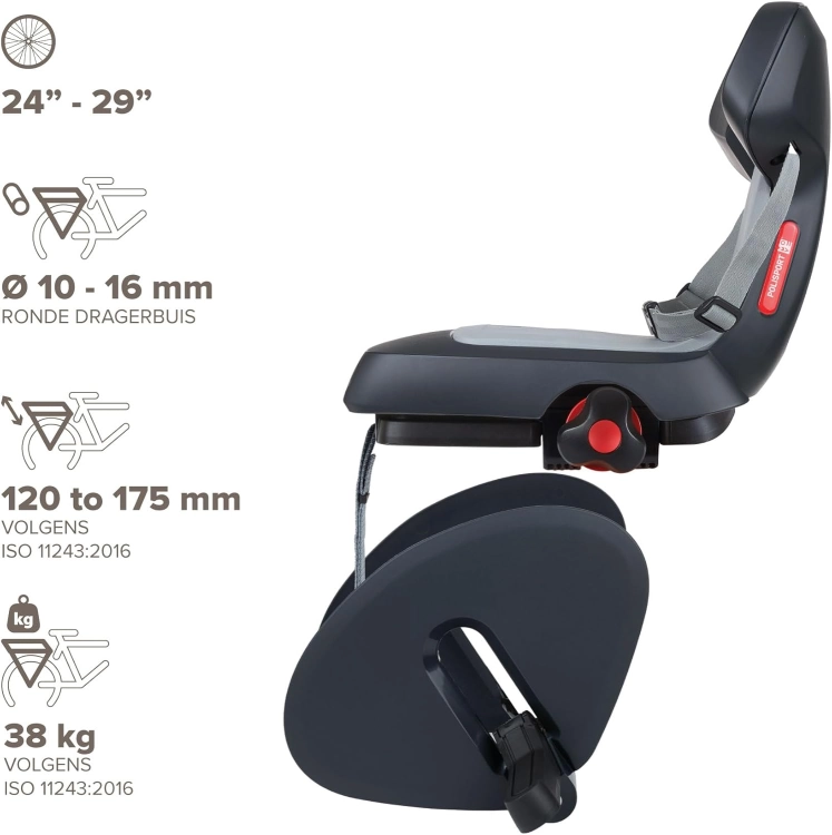 Fotelik Rowerowy Junior Na Tylną Bagażnik Guppy 35Kg Czarny