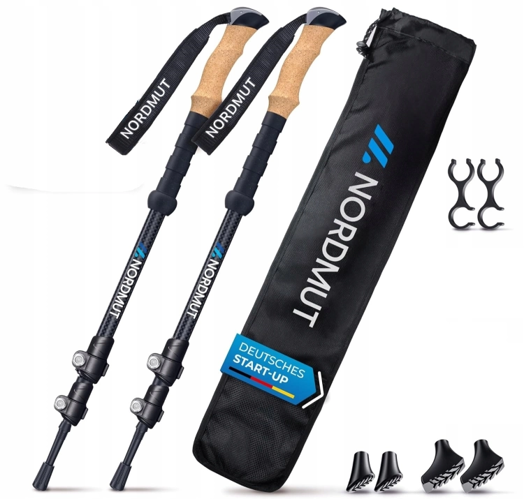 Kijki do Nordic Walking Nordmut Regulowane, Teleskopowe, Włókno Węglowe
