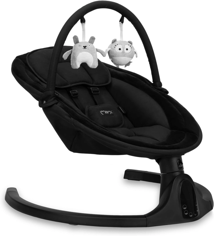 Outlet MoMi KENANI ONYX leżaczek Huśtawka dla niemowląt do 9 kg pilot