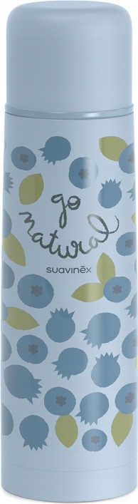 Suavinex  TERMOS 500 ML borówki termos ze stali nierdzewnej z hermetycznym zamknięciem na gorące i zimne napoje 500 ml jagodowy niebieski