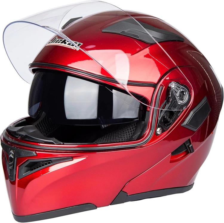 KASK MOTOCYKLOWY JIEKAI Z OSŁONĄ PRZECIWSŁONECZNĄ rozm XXL czerwony