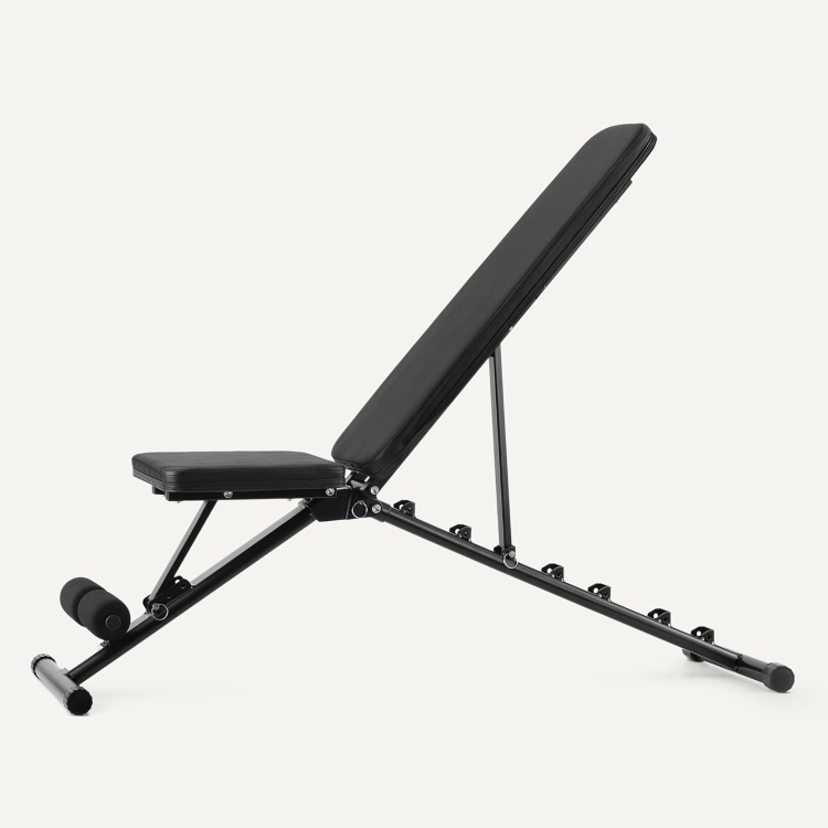 Amazon Basics Regulowana ławka treningowa pod sztangę, składana, do domowej siłowni, czarna, 135cm x 38cm x 116cm