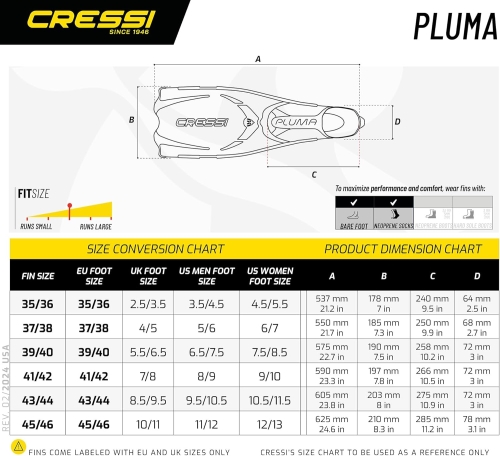 Cressi Pluma Fins płetwy do nurkowania i pływania rozm 37 /38