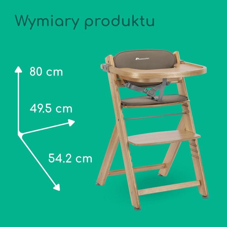 Bebeconfort Timba 2 z Poduszką, Krzesełko Dziecięce Drewniane, 6+ Miesięcy, Do 110 kg