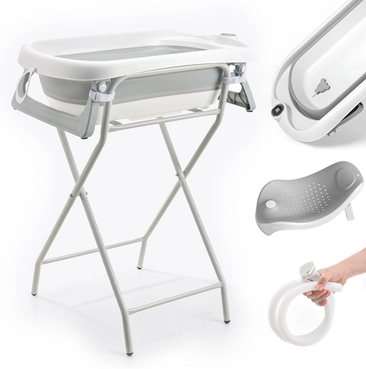 Outlet Foldable Baby Bath with Stand – XXL wanienka niemowlęca ze stojakiem zestaw składana na płasko