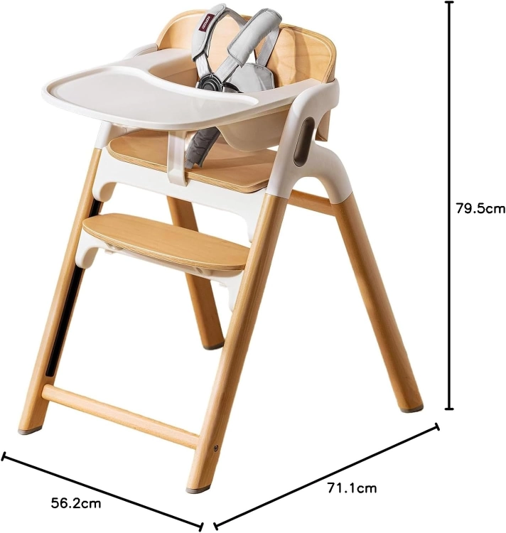 Momcozy DinerPal Drewniane krzesełko do karmienia dla dzieci do 140 kg