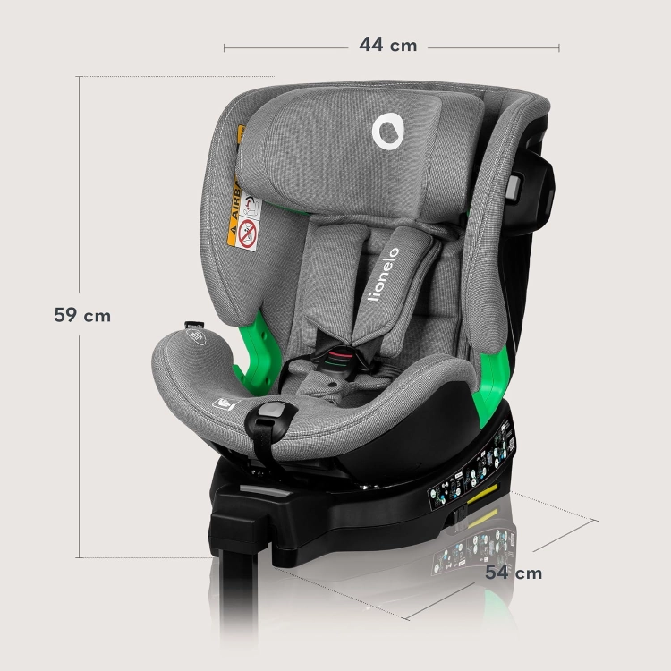 LIONELO HARMONY I-SIZE Fotelik Samochodowy Obrotowy 360° dla Dzieci 40-150 CM, Montaż ISOFIX+Noga Stabilizująca