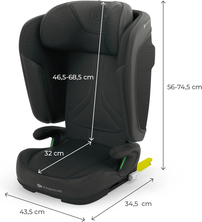 Kinderkraft UNITY 2, Fotelik 100–150 cm dla dzieci 3,5–12 lat, 5-stopniowa regulacja oparcia