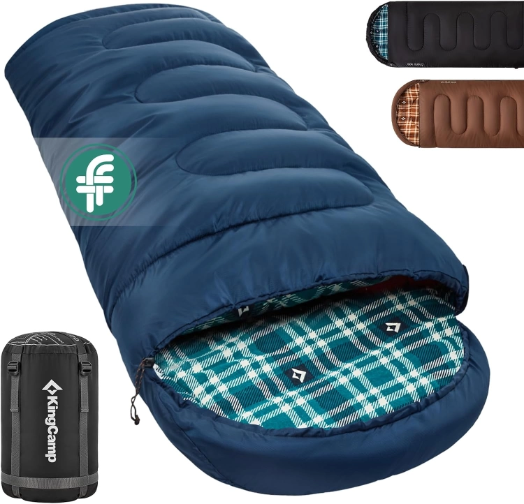 KingCamp Śpiwór outdoorowy, bawełniany, ciepły, przenośny, lekki, 3-4 pory roku, śpiwór kempingowy, 300 g/400 g 90x230