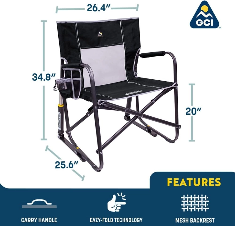 GCI Outdoor Freestyle Rocker XL przenośny składany fotel bujany i krzesło kempingowe