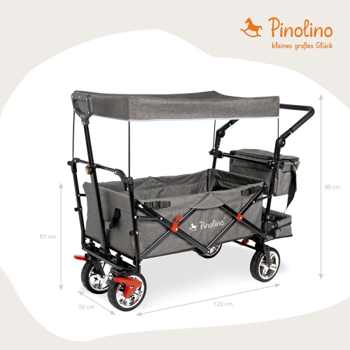 Outlet PINOLINO 238041 AddPlus wózek składany z hamulcem plażowy szary daszek