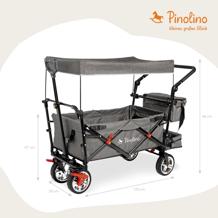 Outlet PINOLINO 238041 AddPlus wózek składany z hamulcem plażowy szary daszek