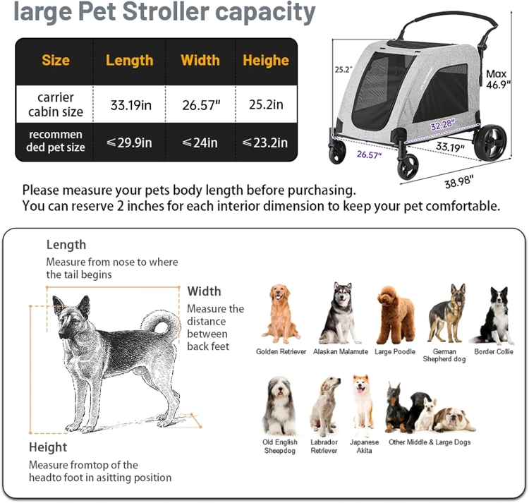 EchoSmile  pets, Składany wózek dla psa, Do 70 kg