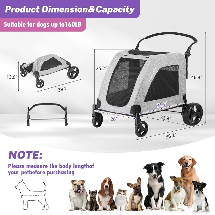 EchoSmile  pets, Składany wózek dla psa, Do 70 kg