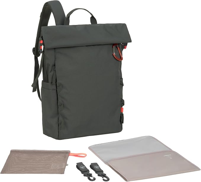 Lassig Green Label Torba plecak dla mamy Rolltop z Akcesoriami do wózka