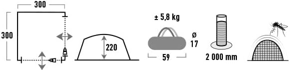 Namiot HIGH PEAK PAVILLON 3X3M 2 ściany z siatki, ochrona przed słońcem