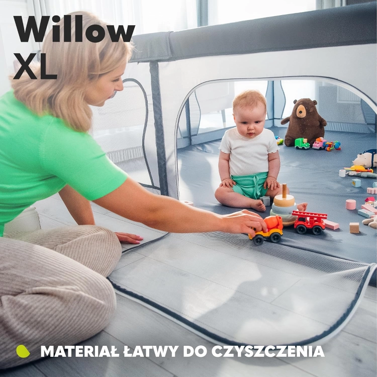 LIONELO WILLOW XL Składany Kojec dla Dziecka, od 0-48 miesięcy, Duża Przestrzeń 187 cm x 207 cm x 68 cm
