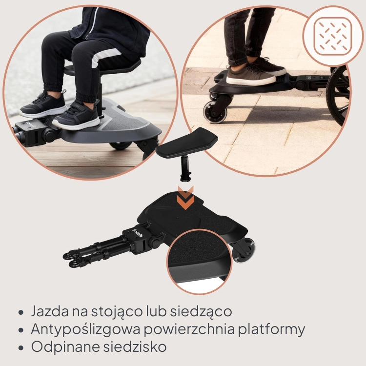 OUTLET LIONELO dostawka do wózka dziecięcego 2 w 1, ze zdejmowanym siedziskiem LED do 25 kg