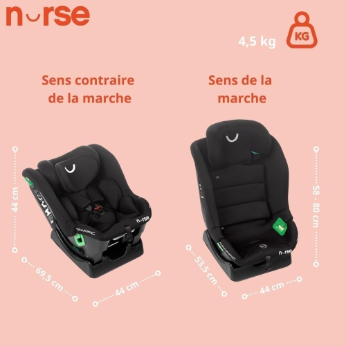 Nurse Traffic fotelik samochodowy i-Size 40-150 cm, 0-12 lat bez isofix RWF