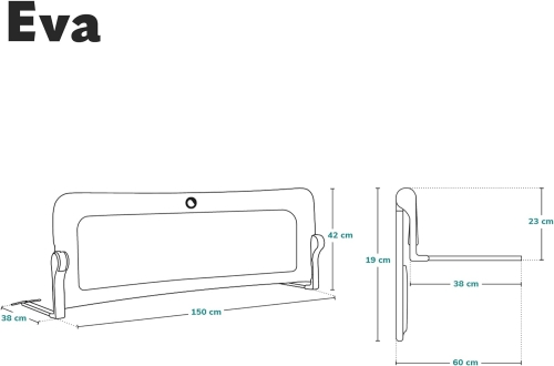 Lionelo Barierka Bramka Ochronna Do Łóżka Eva 150 cmx42 cm