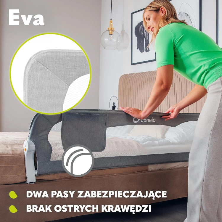 Lionelo Barierka Bramka Ochronna Do Łóżka Eva 150 cmx42 cm