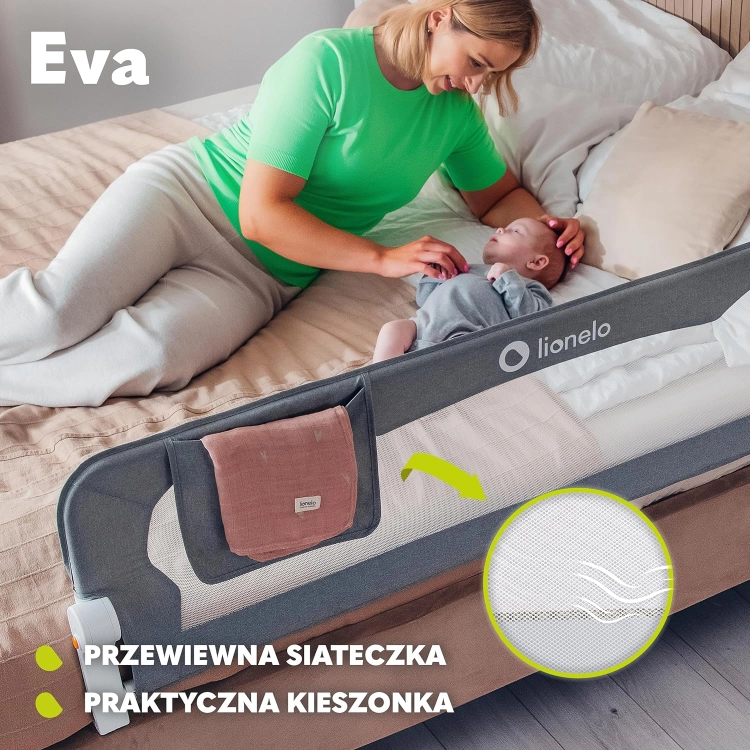 Lionelo Barierka Bramka Ochronna Do Łóżka Eva 150 cmx42 cm