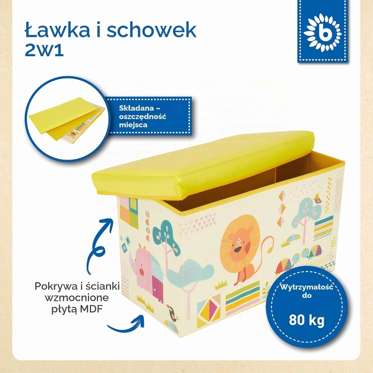 Bieco Pudełko do przechowywania na zabawki do pokoju dziecka  60 x 30 x 35