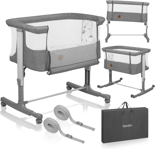 Outlet LIONELO Aurora 3 w 1 Łóżeczko Dziecięce do 9 kg, Łóżko Dostawne, Kołyska, Regulacja Wysokości