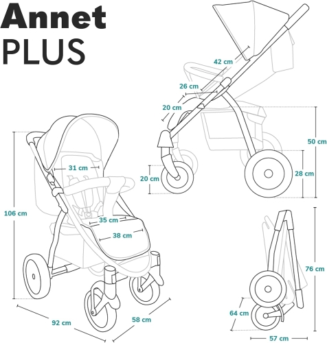 Lionelo Annet Plus Wózek Spacerowy  do 22 kg