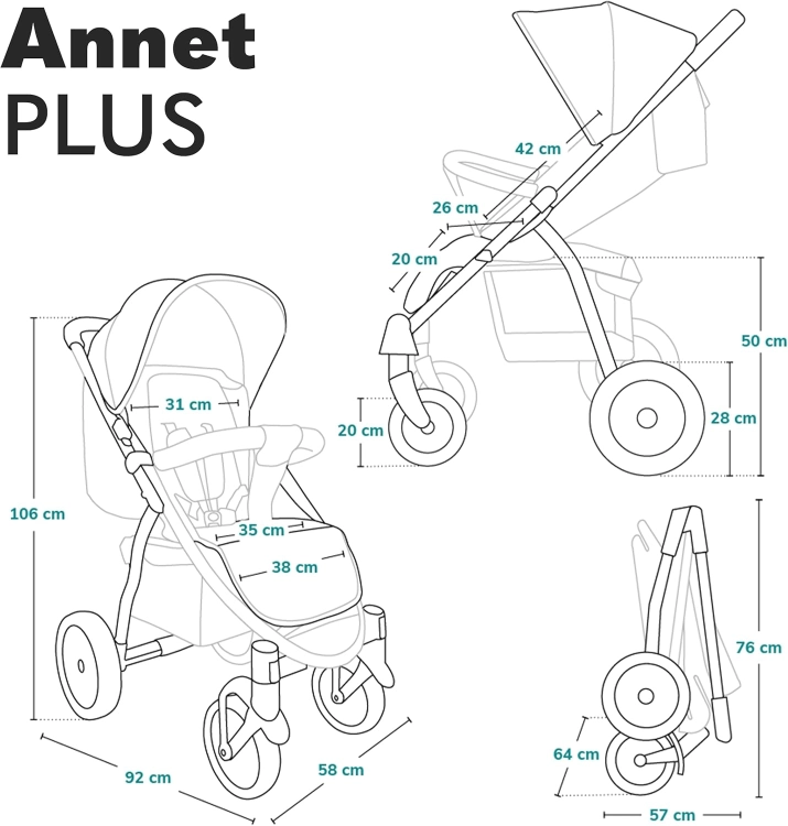 Lionelo Annet Plus Wózek Spacerowy  do 22 kg