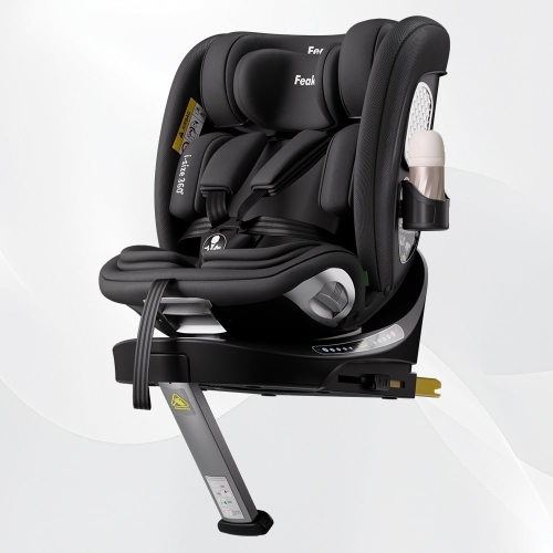 Feakaou Fotelik samochodowy 0 - 36 kg dla niemowląt, obracany o 360°, z podstawą podpierającą ISOFIX